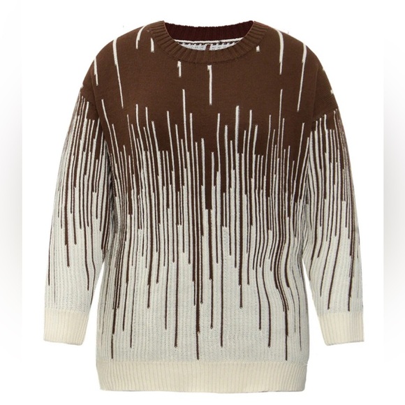 BloomChic Plus Size 5XL Striped Ombre Textured Elastic Cuffs Pullover us28 - Picture 5 of 6